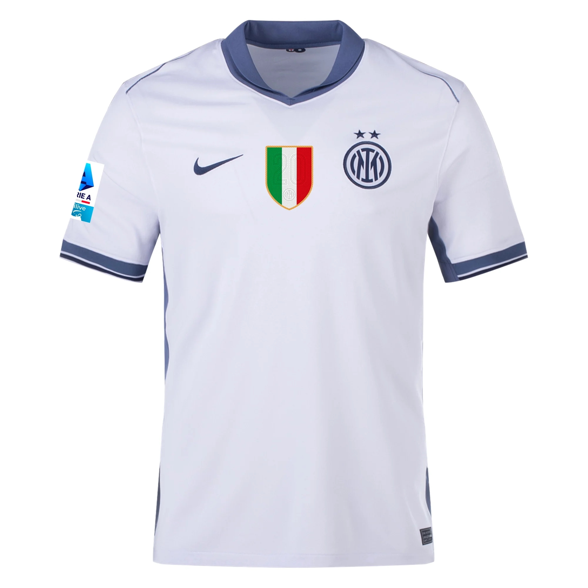 Nike Inter Milan Tajon Buchanan Away Jersey w/ Serie A + Scudetto Patch 24/25 (Summit White/Iris Whisper)