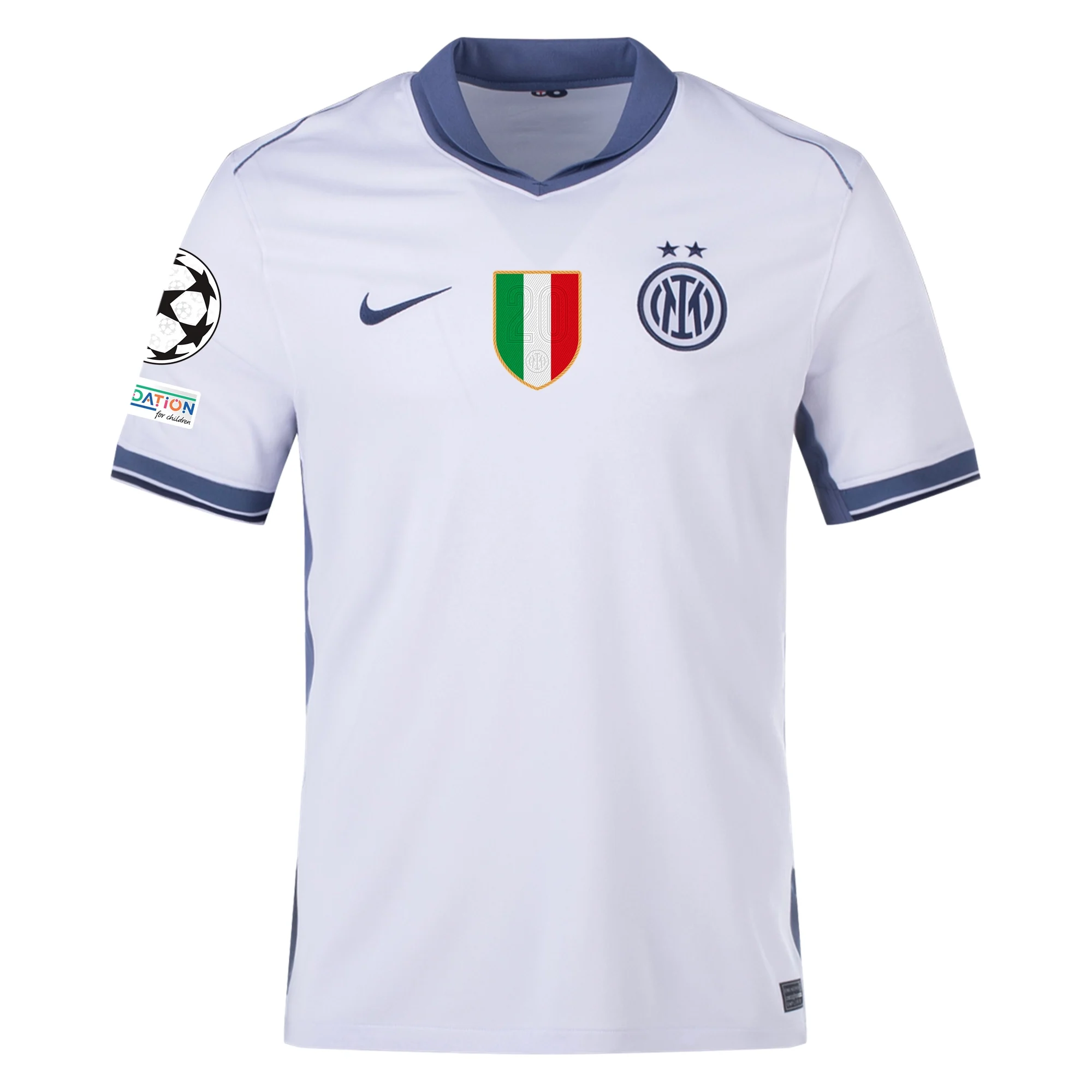 Nike Inter Milan Away Jersey w/ Champions League + Scudetto Patch 24/25 (Summit White/Iris Whisper)