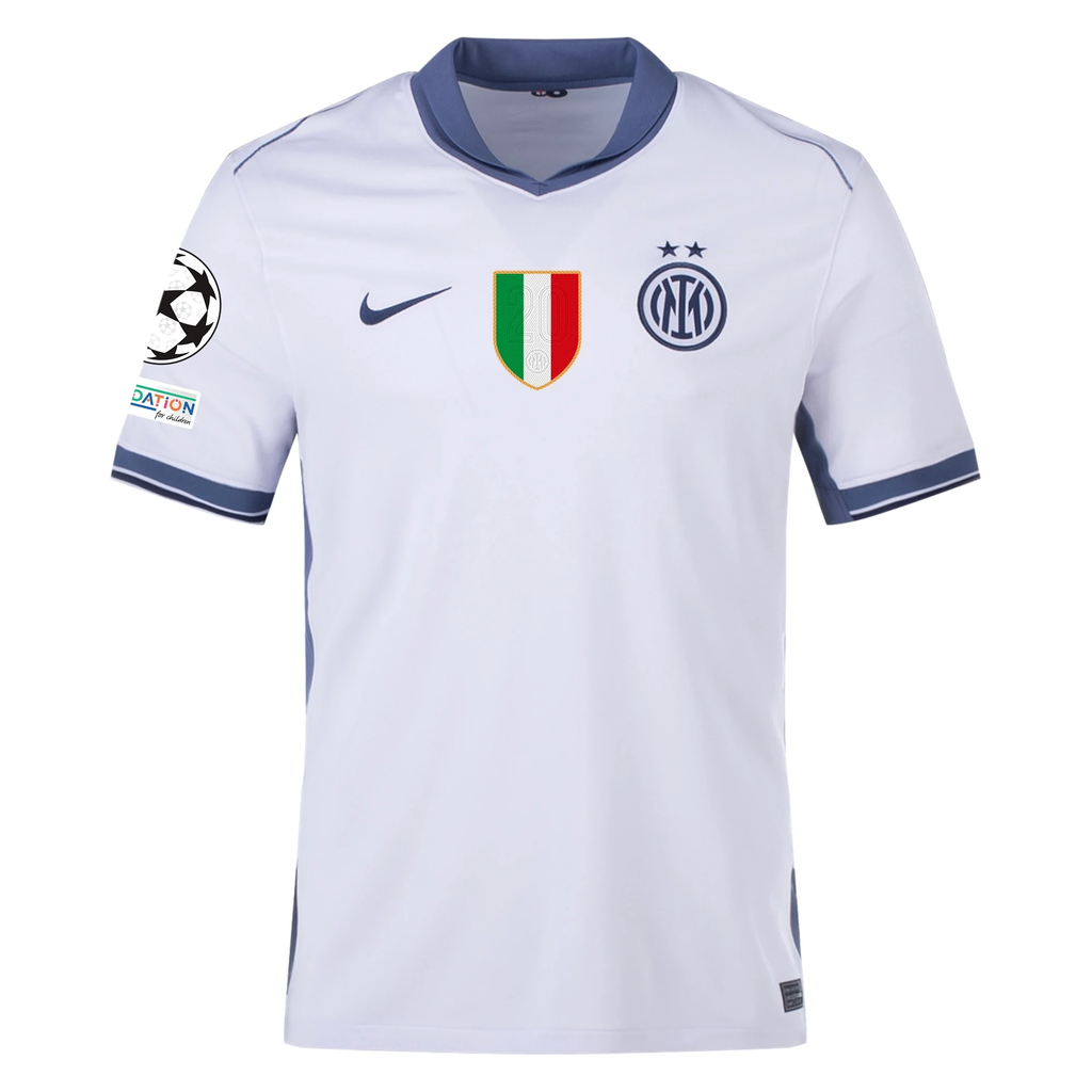 Nike Inter Milan Marcus Thuram Away Jersey w/ Champions League + Scudetto Patch 24/25 (Summit White/Iris Whisper)