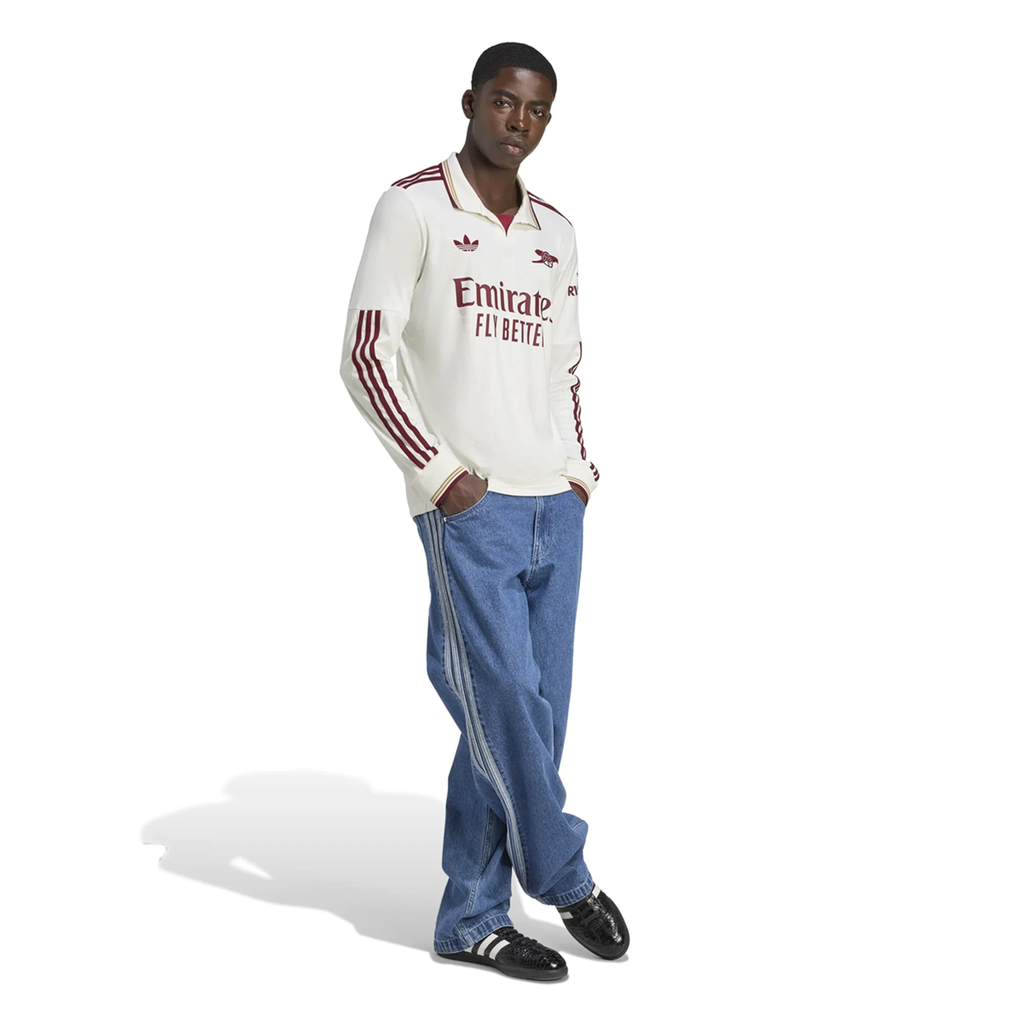 adidas Arsenal Third Long Sleeve Jersey w/ EPL + No Room For Racism 25/26 (White/Burgundy)