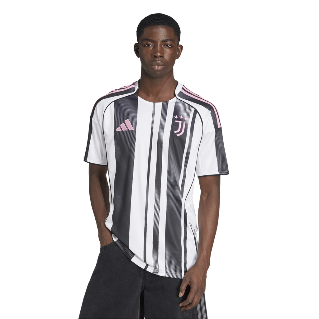 adidas Juventus Rouhi Home Jersey w/ Champions League Patches 25/26 (White/Black/Pink)