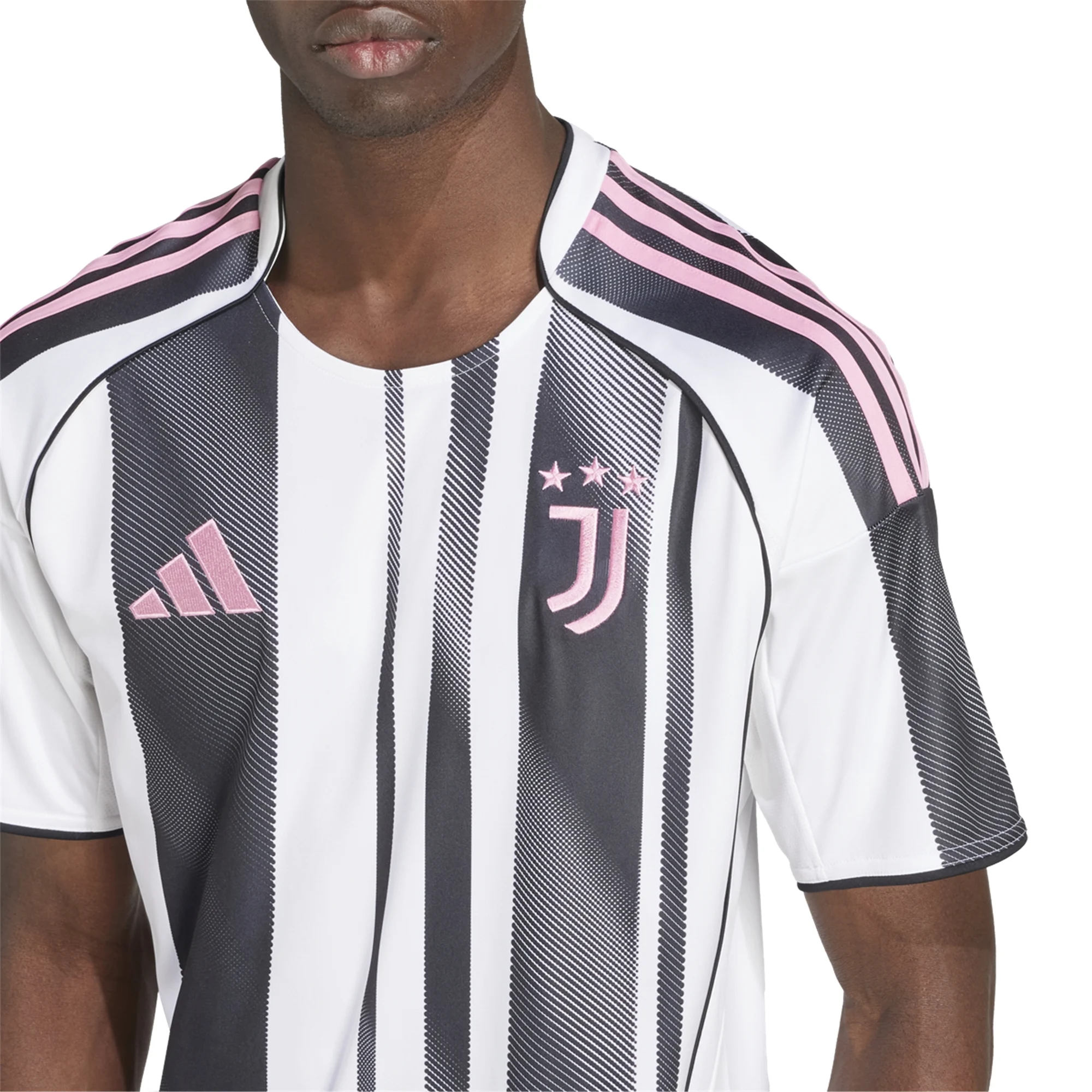 adidas Juventus Weston McKennie Home Jersey w/ Champions League Patches 25/26 (White/Black/Pink)