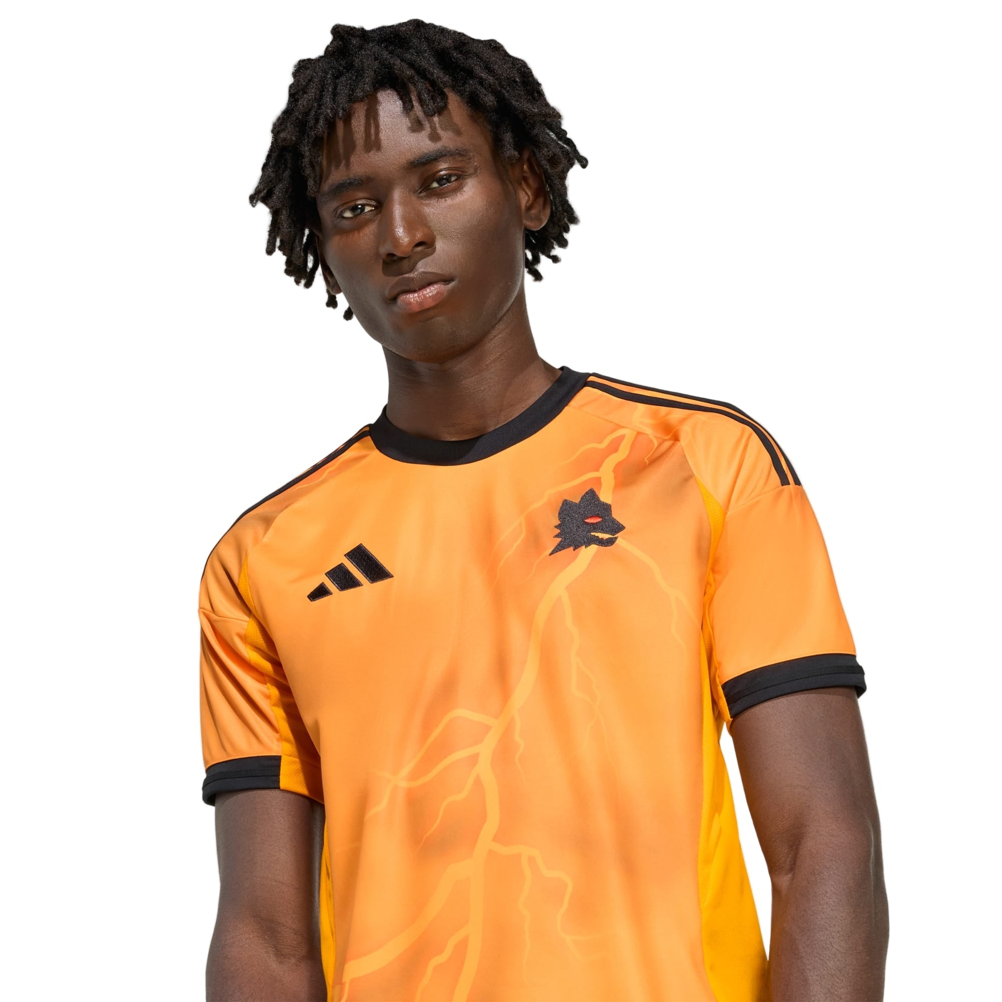 adidas Roma Manu Kone Away Jersey w/ Serie A Patch 25/26 (Orange/Black)
