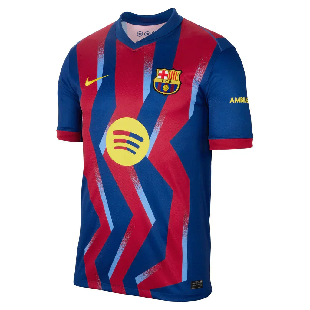 Nike Men's FC Barcelona Balde 4th Jersey 25/26 w/ La Liga Patches (Blue/Red/Yellow)