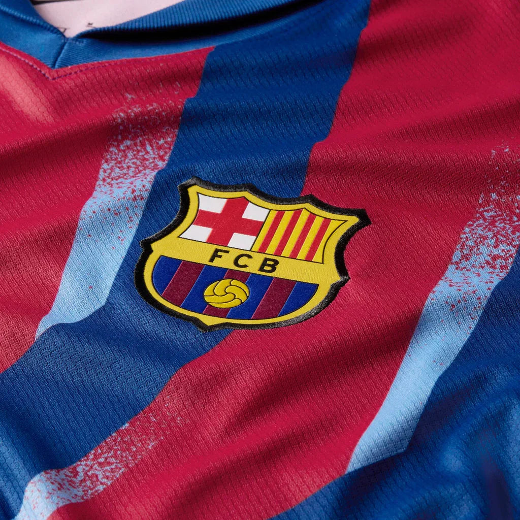 Nike Men's FC Barcelona Kounde 4th Jersey 25/26 w/ La Liga Patches (Blue/Red/Yellow)