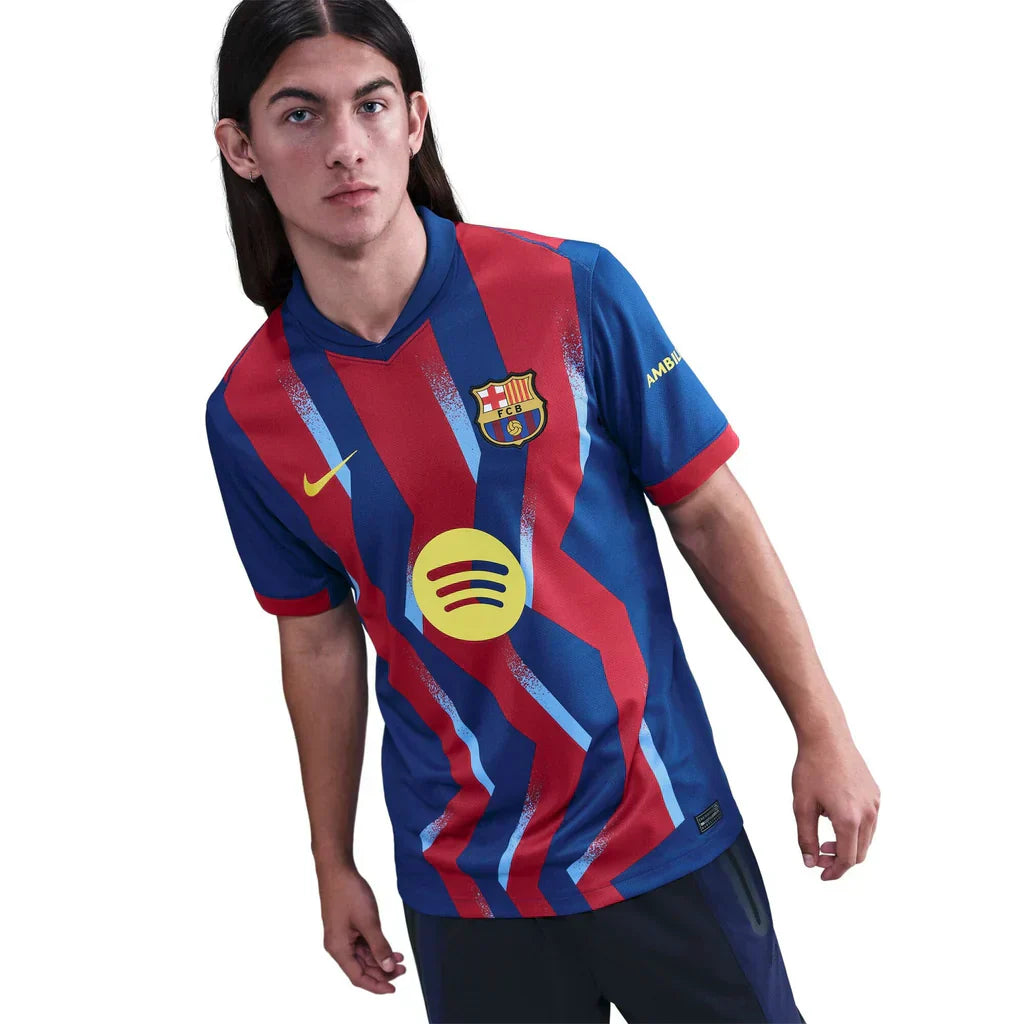 Nike Men's FC Barcelona Marcus Rashford 4th Jersey 25/26 w/ La Liga Patches (Blue/Red/Yellow)