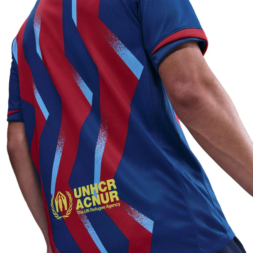 Nike Men's FC Barcelona Ferran 4th Jersey 25/26 w/ La Liga Patches (Blue/Red/Yellow)