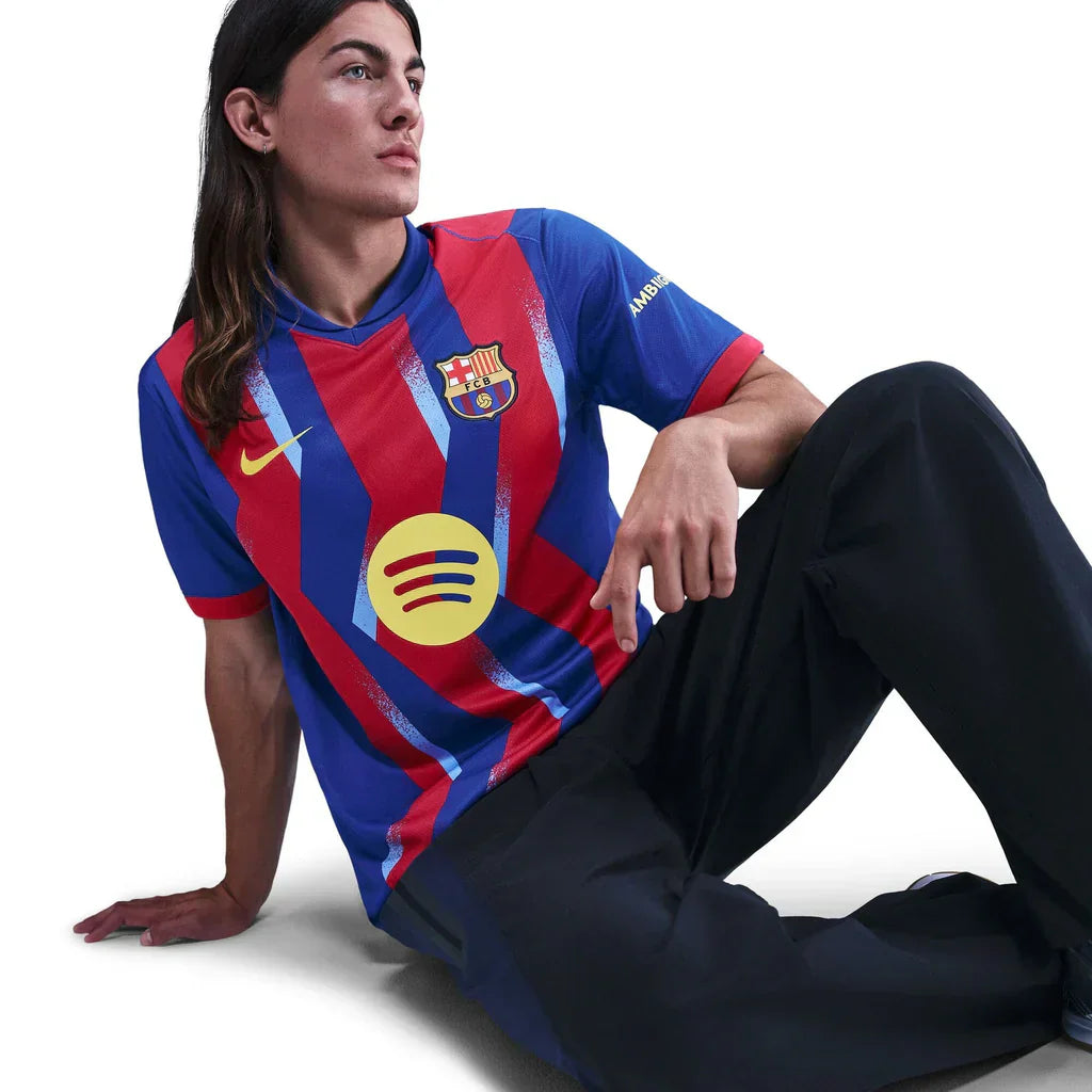Nike Men's FC Barcelona Raphinha 4th Jersey 25/26 w/ La Liga Patches (Blue/Red/Yellow)