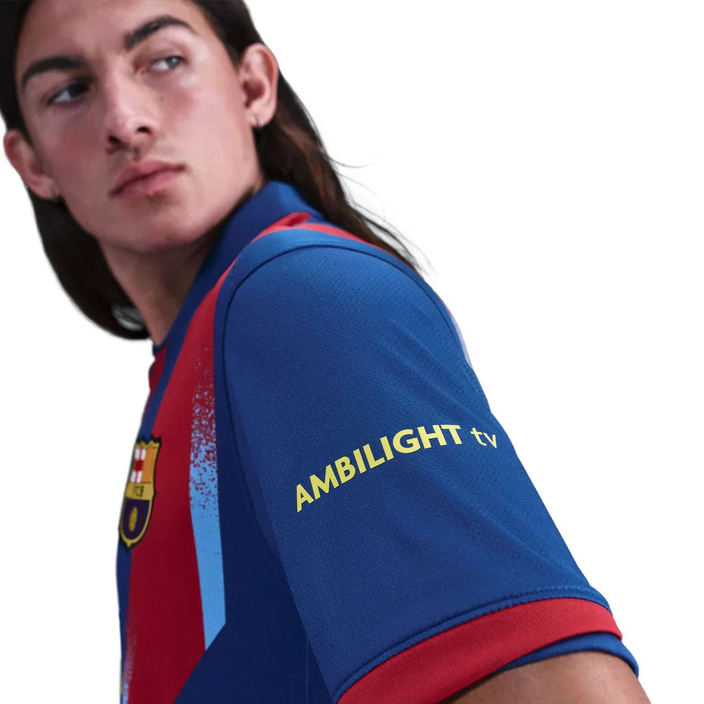 Nike Men's FC Barcelona Ferran 4th Jersey 25/26 w/ La Liga Patches (Blue/Red/Yellow)