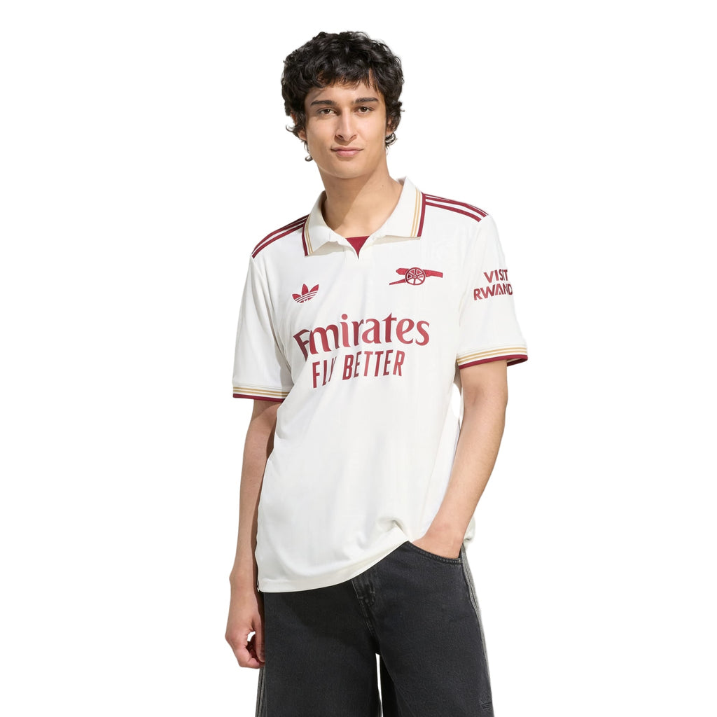 adidas Merino Men's Arsenal FC Third Jersey 25/26 w/ NRFR + EPL Patches (White/Burgundy)