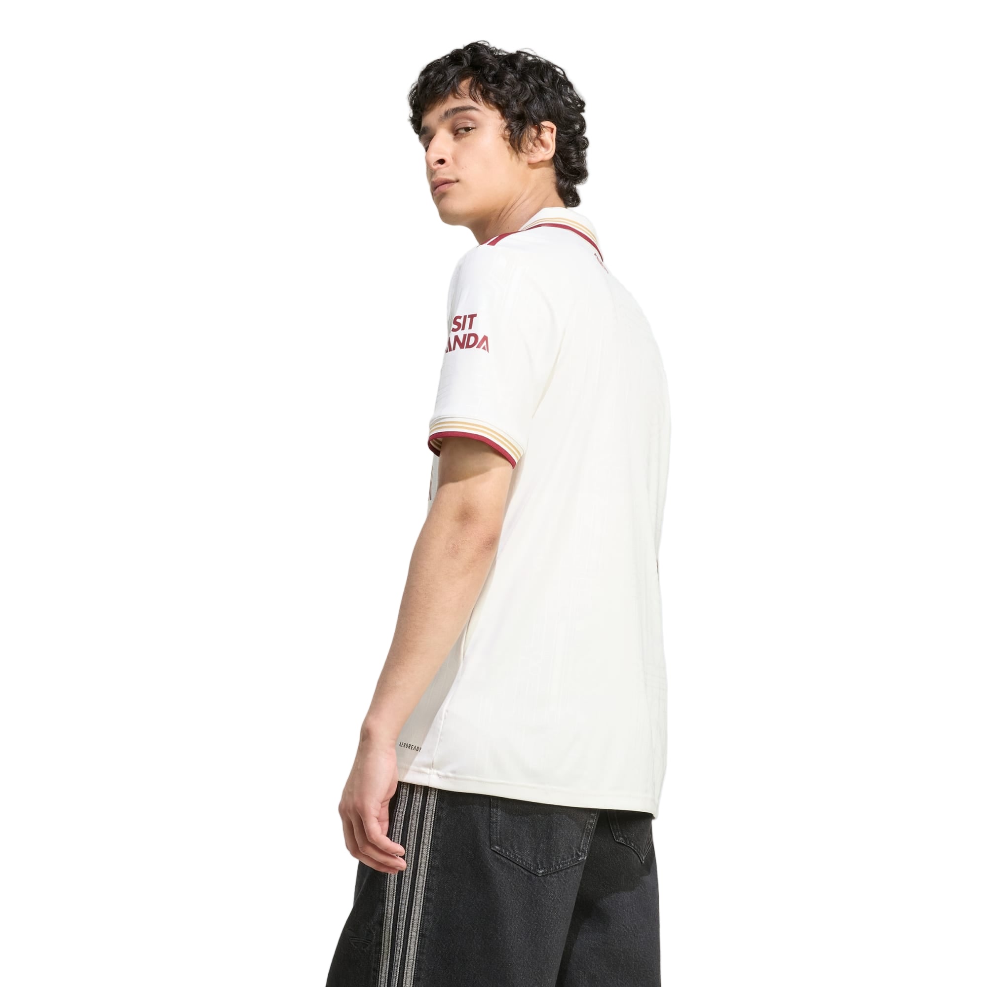 adidas Saliba Men's Arsenal FC Third Jersey 25/26 w/ NRFR + EPL Patches (White/Burgundy)