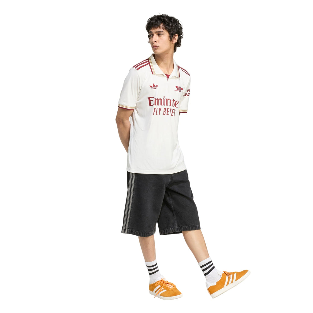 adidas Eze Men's Arsenal FC Third Jersey 25/26 w/ NRFR + EPL Patches (White/Burgundy)