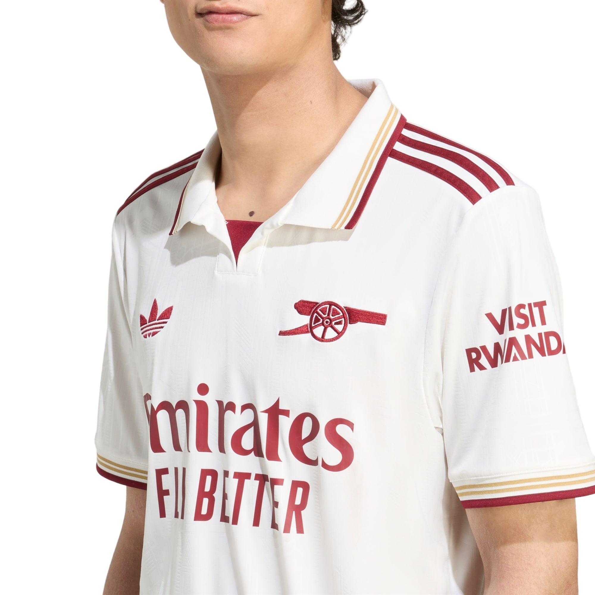 adidas Gyokeres Men's Arsenal FC Third Jersey 25/26 w/ NRFR + EPL Patches (White/Burgundy)
