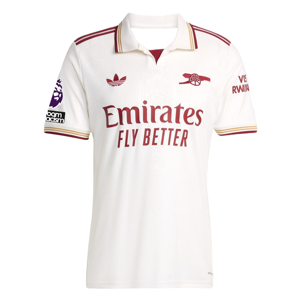 adidas Lewis Skelly Men's Arsenal FC Third Jersey 25/26 w/ NRFR + EPL Patches (White/Burgundy)
