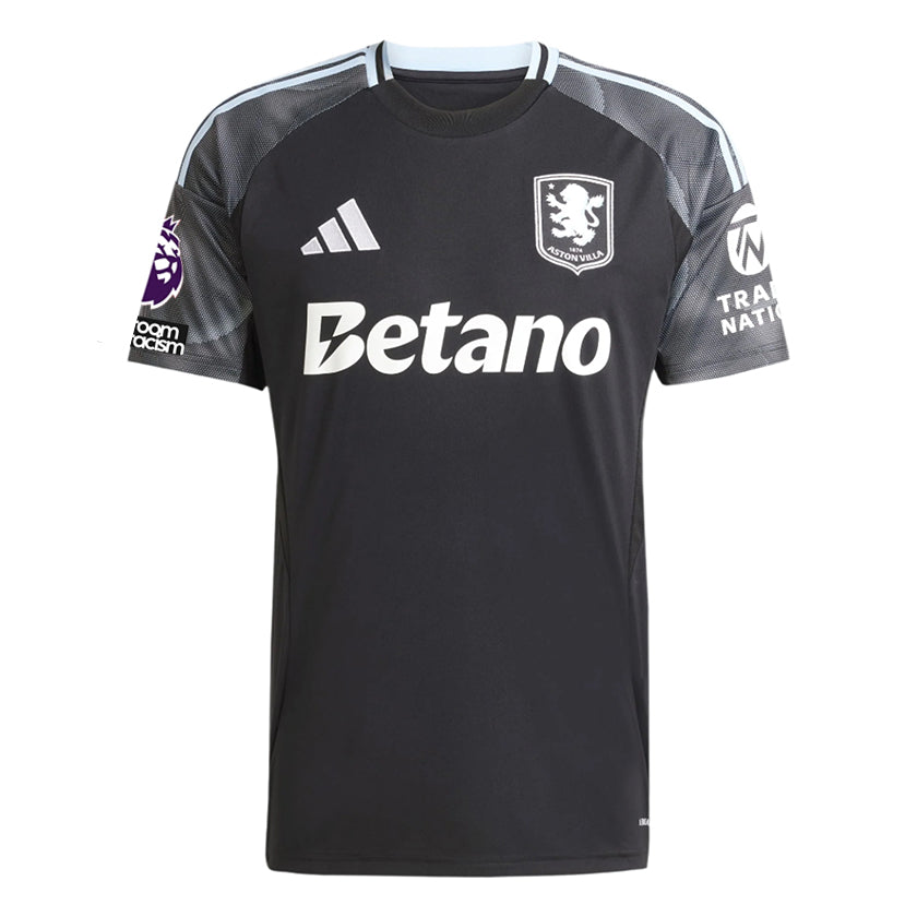 adidas Barkley Men's Aston Villa 25/26 Away Jersey w/ EPL + NRFR Patches (Black/Global Blue)