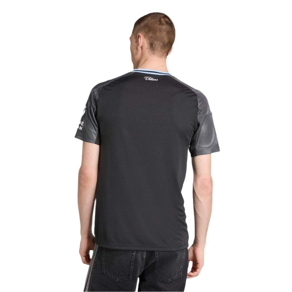 adidas Rogers Men's Aston Villa 25/26 Away Jersey w/ EPL + NRFR Patches (Black/Global Blue)