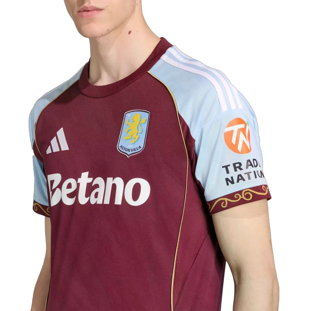adidas Maatsen Men's Aston Villa Home Jersey 25/26 w/ NRFR + EPL Patches (Maroon/Blue)