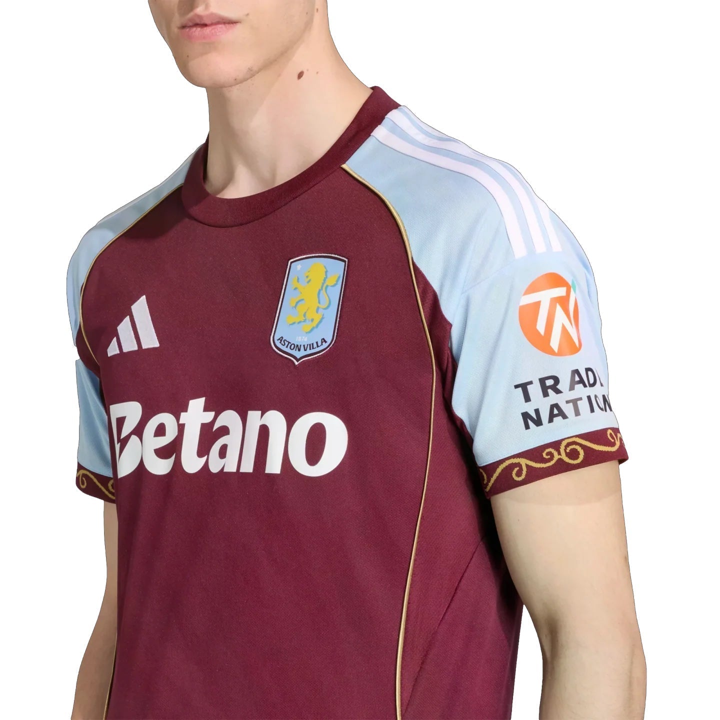 adidas Elliott Men's Aston Villa Home Jersey 25/26 w/ NRFR + EPL Patches (Maroon/Blue)