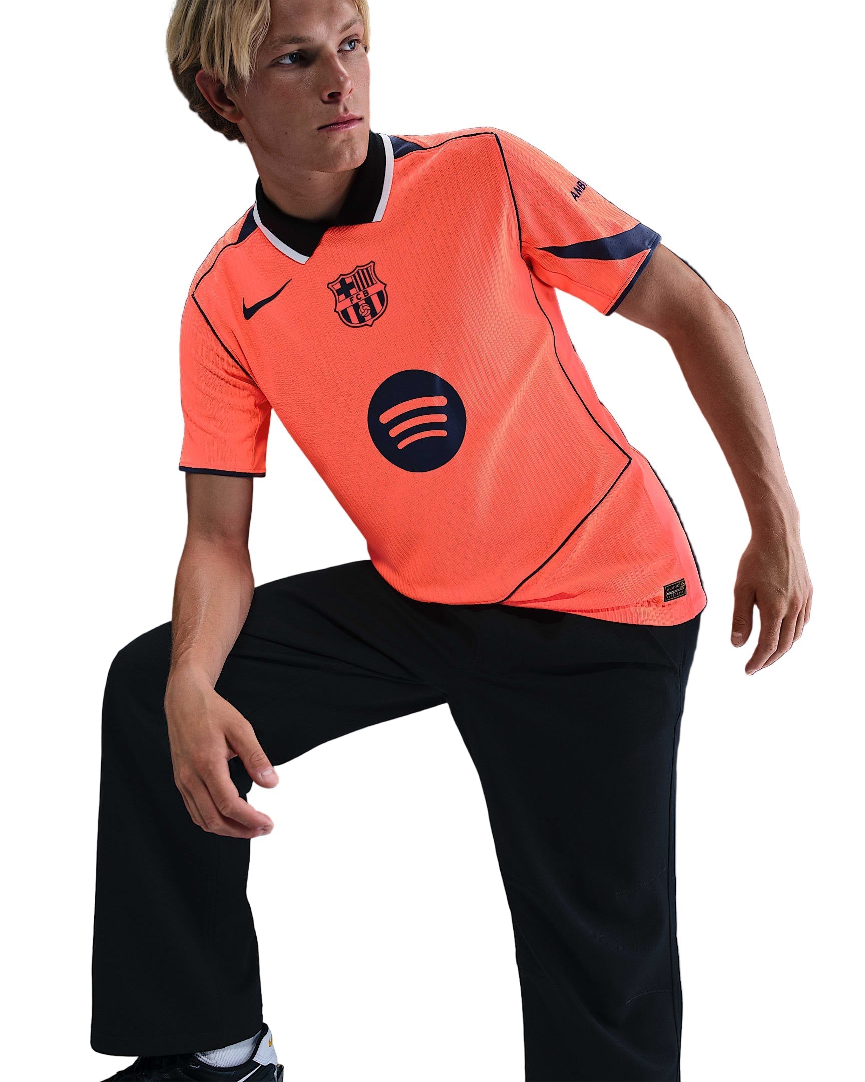 Nike Raphinha FC Barcelona Third T90 Authentic Jersey 25/26 w/ Champions League Patches (Mango/Navy)