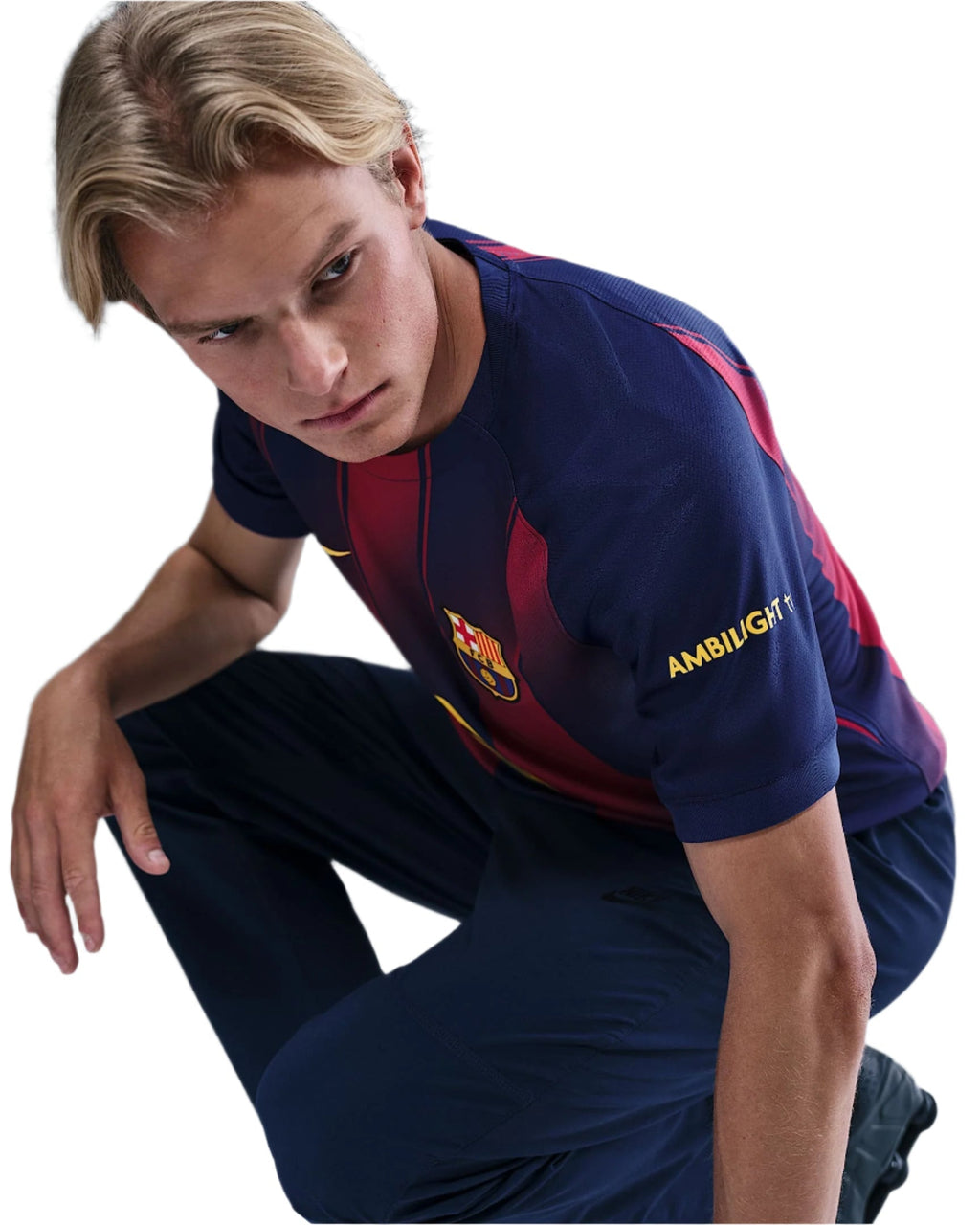Nike Olmo FC Barcelona Home Jersey 25/26 w/ Champions League Patches (Deep Royal Blue/Midwest Gold)