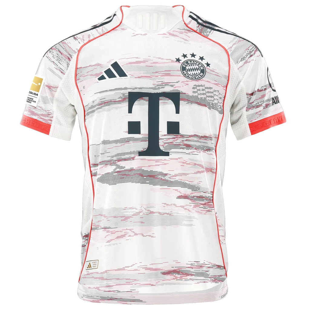 adidas Pavlovic Authentic Away Jersey 25/26 w/ Sponsor + Meister Bundesliga Patch (White/Red]