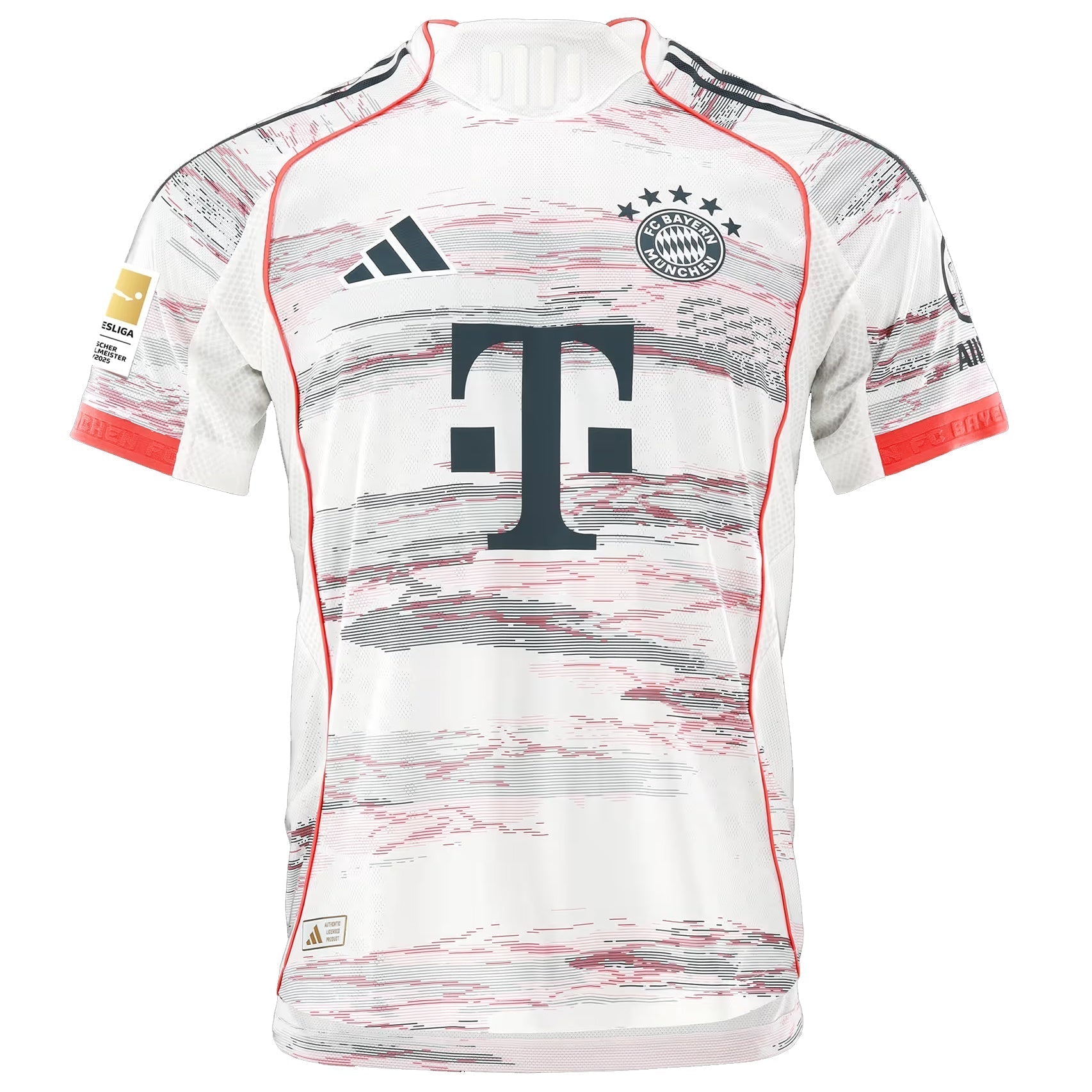 adidas Harry Kane Bayern Munich Authentic Away Jersey 25/26 w/ Sponsor + Meister Bundesliga Patch (White/Red)