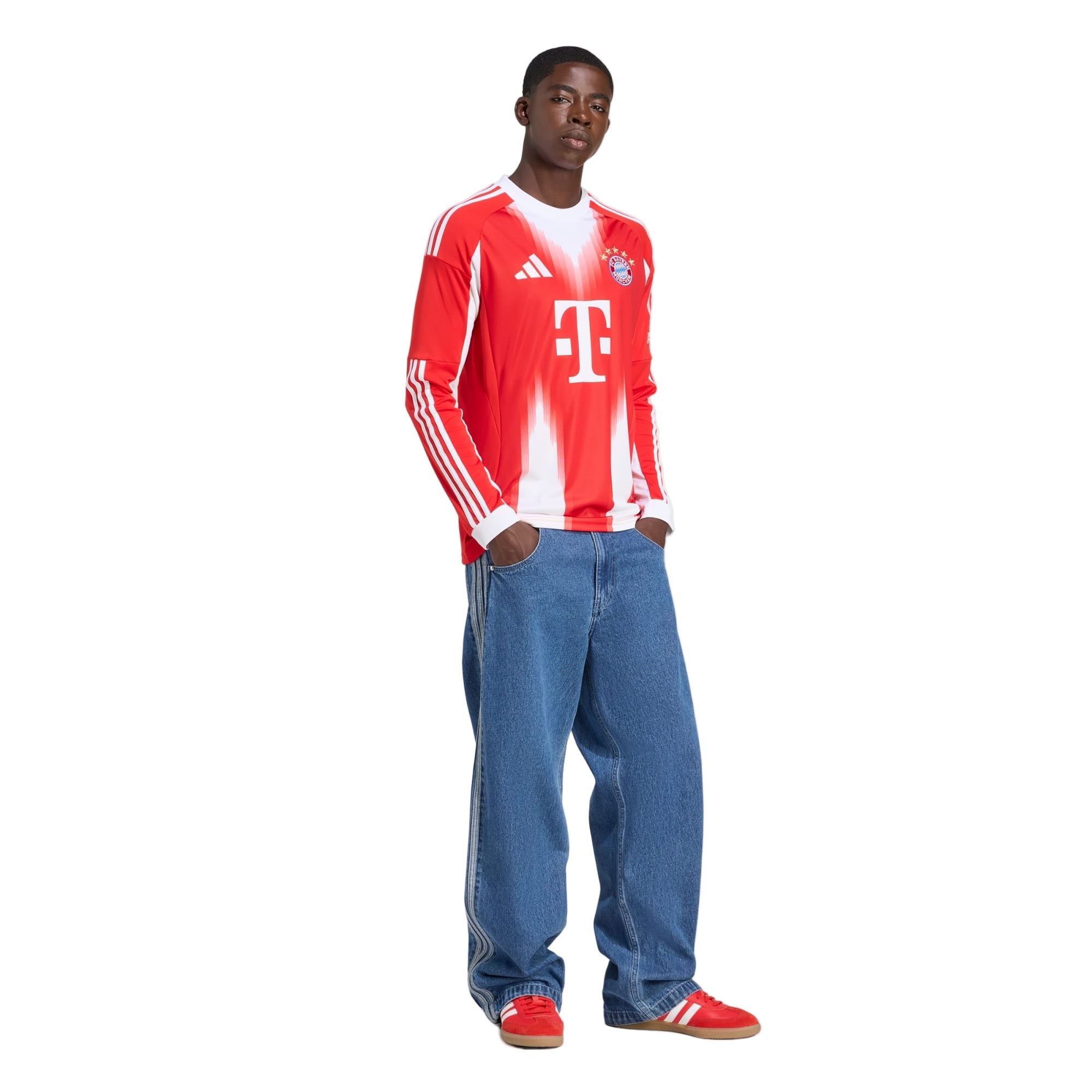 adidas Men's Bayern Munich Long Sleeve Home Jersey 25/26 (Red/White)
