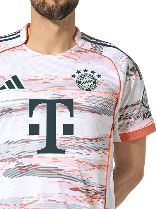 adidas Upamecano Authentic Away Jersey 25/26 w/ Sponsor + Meister Bundesliga Patch (White/Red)
