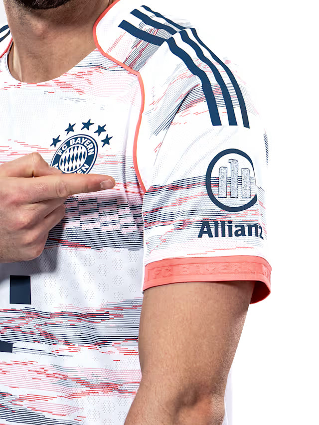 adidas Olise Authentic Away Jersey 25/26 w/ Sponsor + Meister Bundesliga Patch (White/Red)