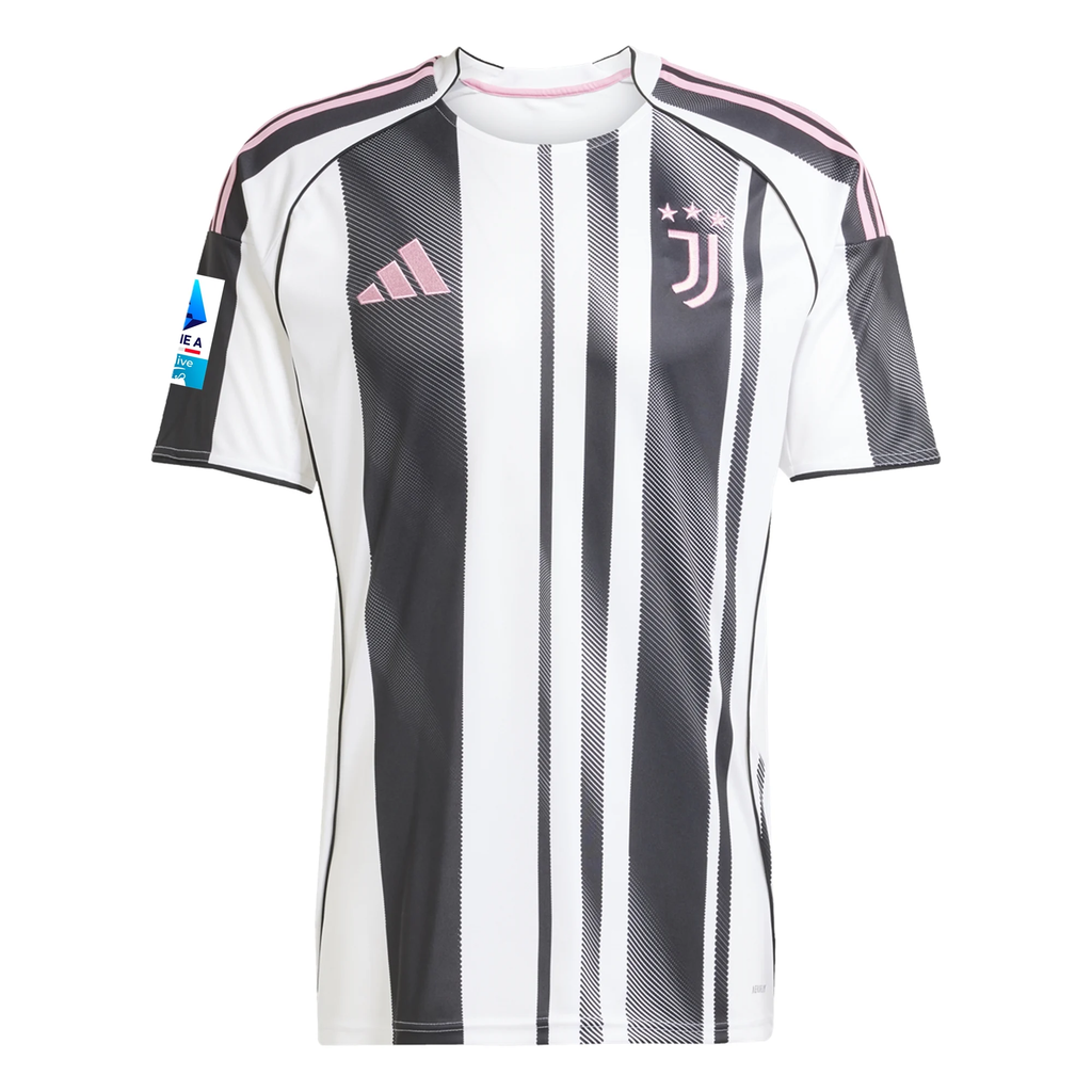 adidas Men's Juventus Cambiaso Home Jersey w/ Serie A Patch 25/26 (White/Black/Pink)