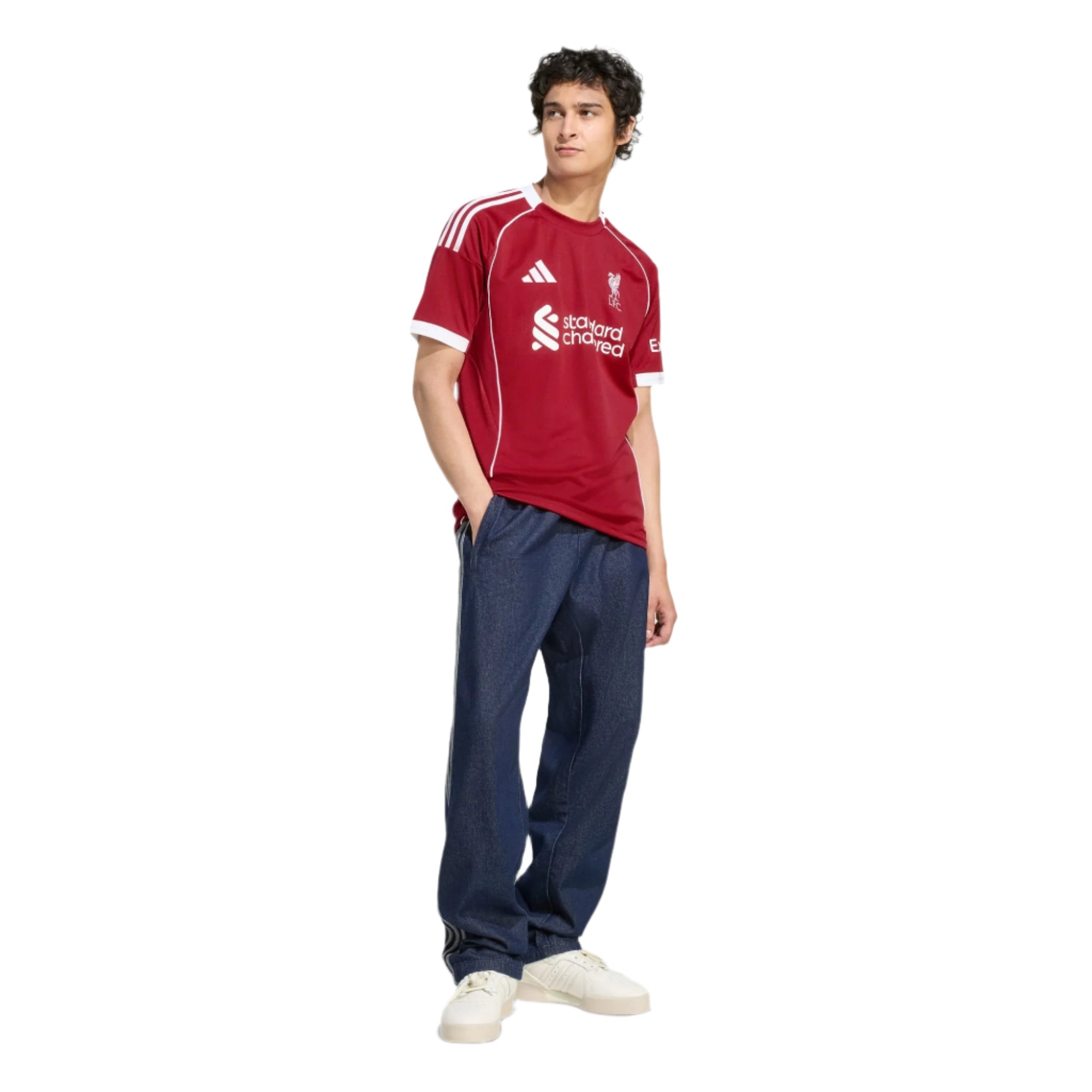 adidas Men's Liverpool Szoboszlai Home Jersey 25/26 w/ Champions League Patches (Strawberry Red)