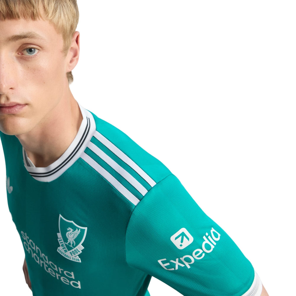 adidas Liverpool FC Authentic Diogo J. Third Jersey w/ EPL + No Room For Racism Patches 25/26 (Sea Green)