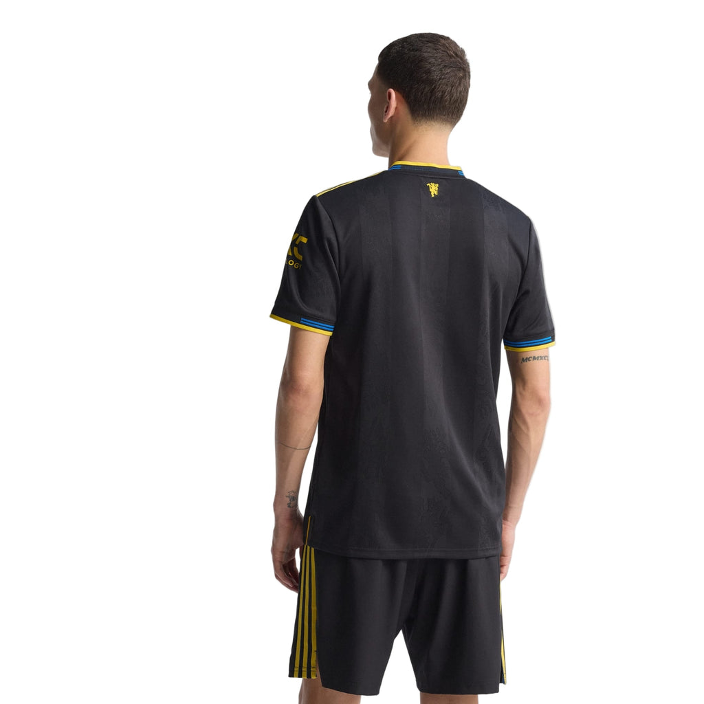 adidas Mount Men's Manchester United Authentic Third Jersey 25/26 w/ NRFR + EPL Patches (Black)