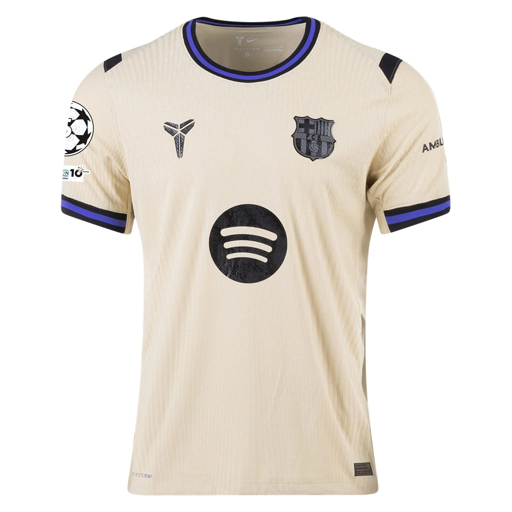Nike Men's FC Barcelona Authentic Away Jersey w/ Champions League Patches (Team Gold/Persian Violet/Black)