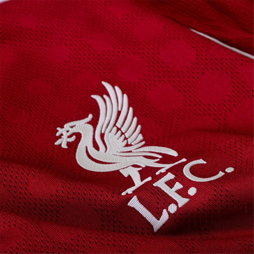 adidas Men's Liverpool FC Authentic Kerkez Home Jersey 25/26 w/ Champions League Patches (Strawberry Red)