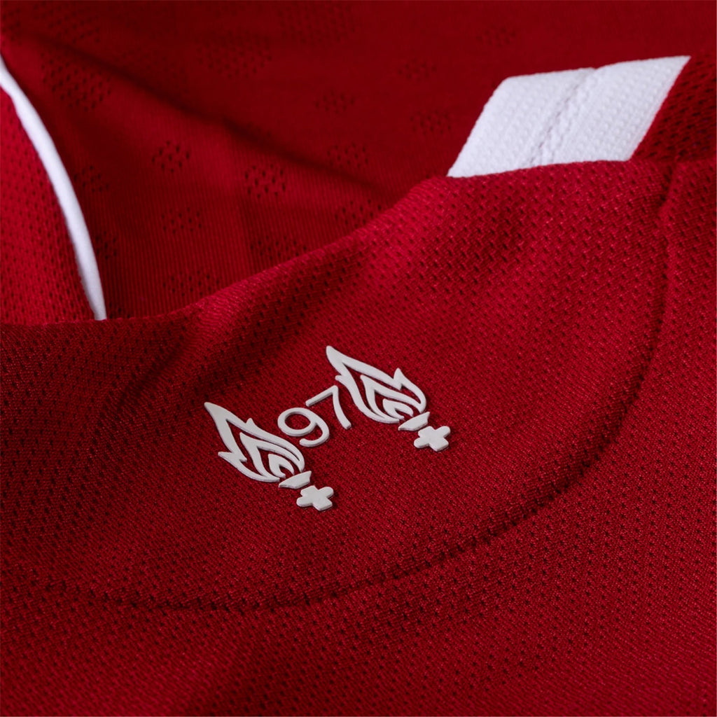 adidas Men's Liverpool FC Authentic Mac Allister Home Jersey 25/26 w/ Champions League Patches (Strawberry Red)