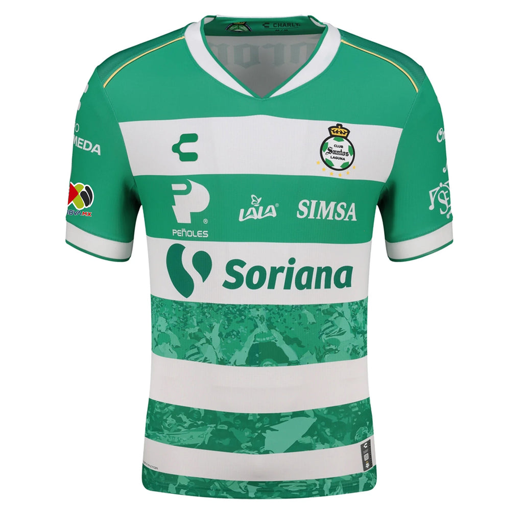 Charly Anthony Lozano Men's Santos Laguna Home Jersey 25/26 w/ BBVA MX Patches (Green/White)