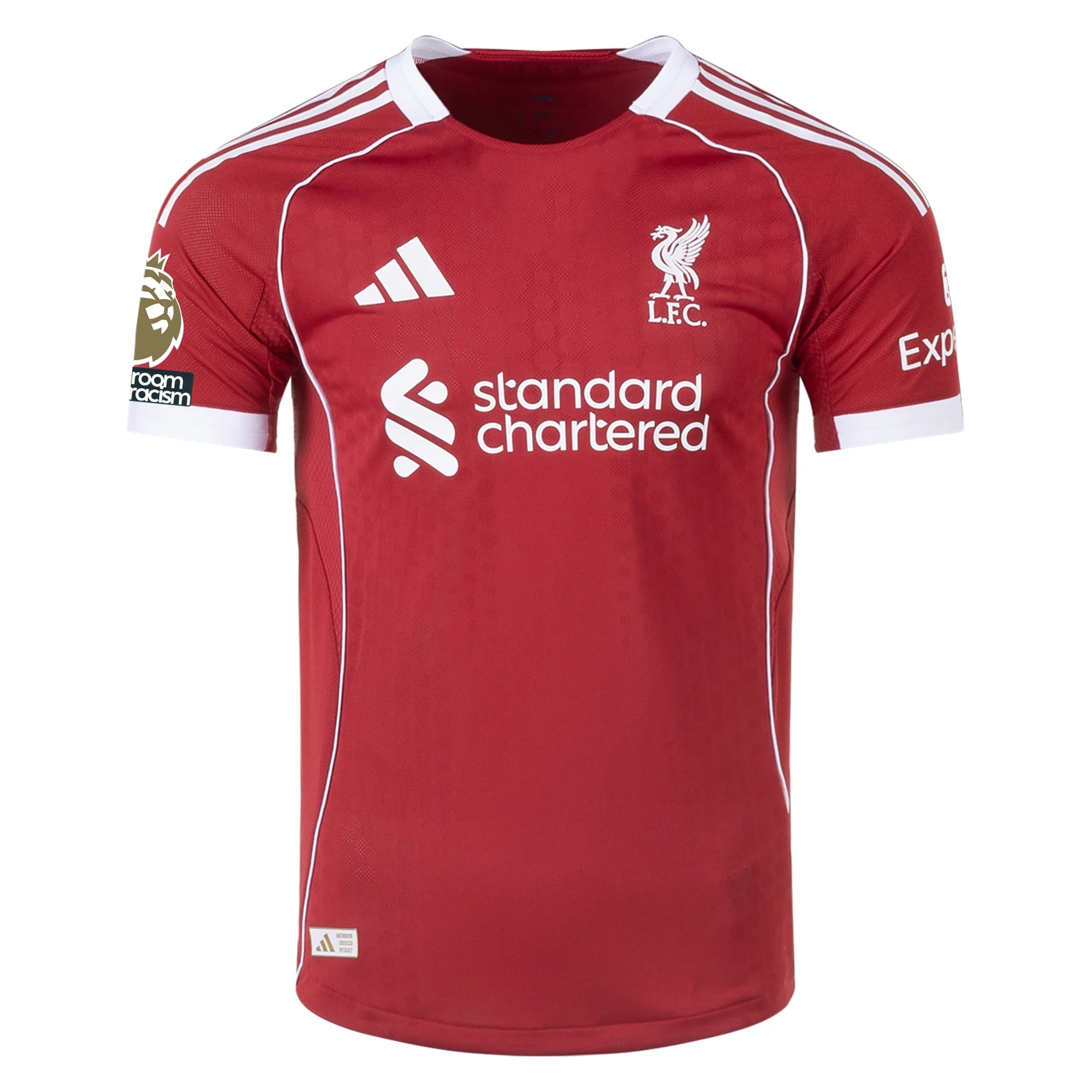adidas Men's Liverpool FC Authentic Isak Home Jersey 25/26 w/ EPL + NRFR Patches (Strawberry Red)