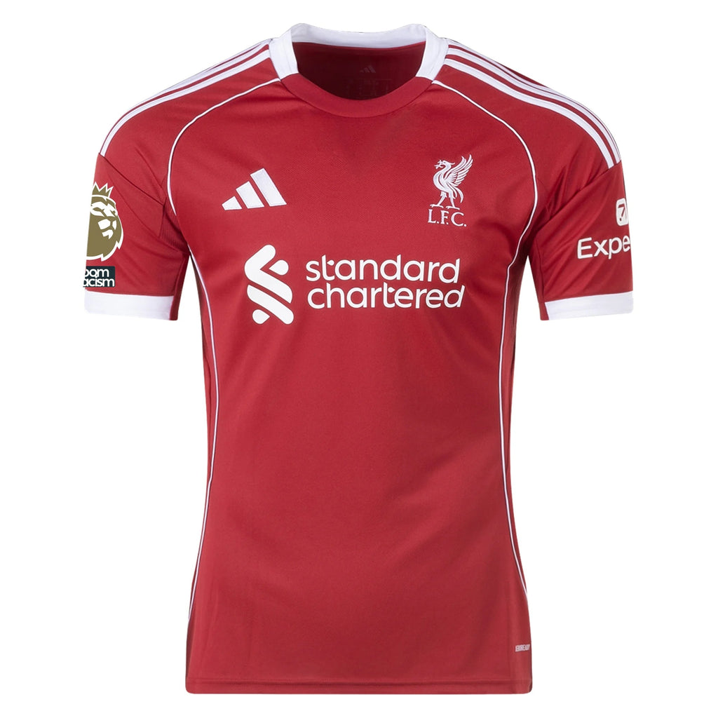 adidas Robertson Men's Liverpool Home Jersey 25/26 w/ NRFR + EPL Champions Patch (Strawberry Red)