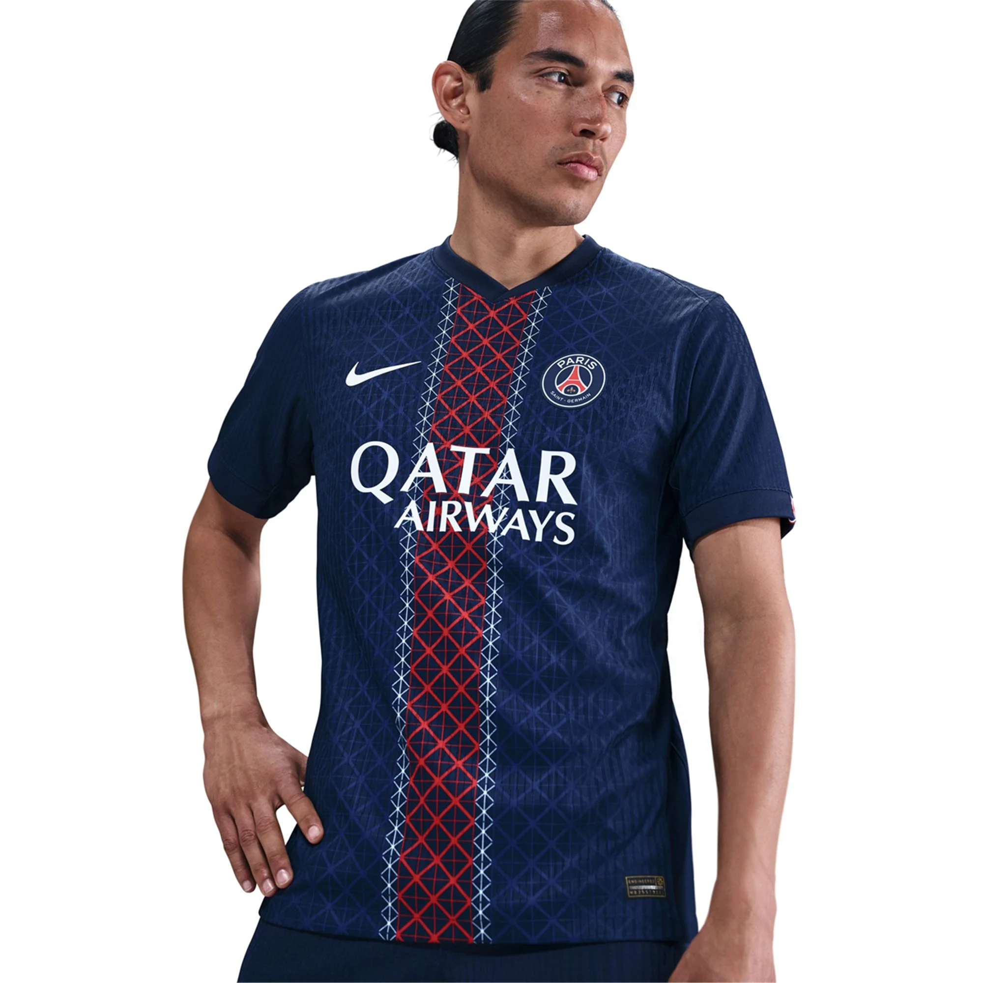 Nike Men's Mendes Paris Saint-Germain Authentic Home Jersey 25/26 w/ Champions League Patches (Navy)