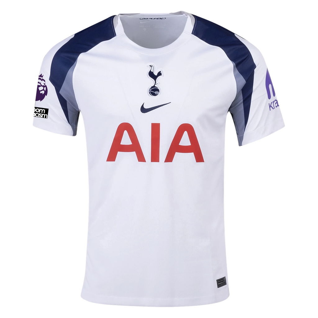 Nike Udogie Tottenham Hotspurs Home Jersey w/ EPL + No Room For Racism Patch 25/26 (White/Iron/Binary Blue)