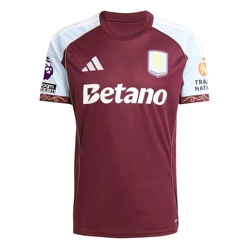 adidas Digne Men's Aston Villa Home Jersey 25/26 w/ NRFR + EPL Patches (Maroon/Blue)