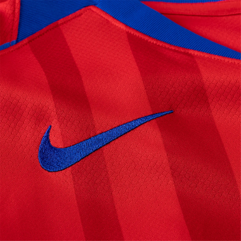 Nike Men's Paris Saint-Germain Désiré Doué T90 Third Jersey w/ Champions League Patches 25/26 (Sport Red/Hyper Royal)