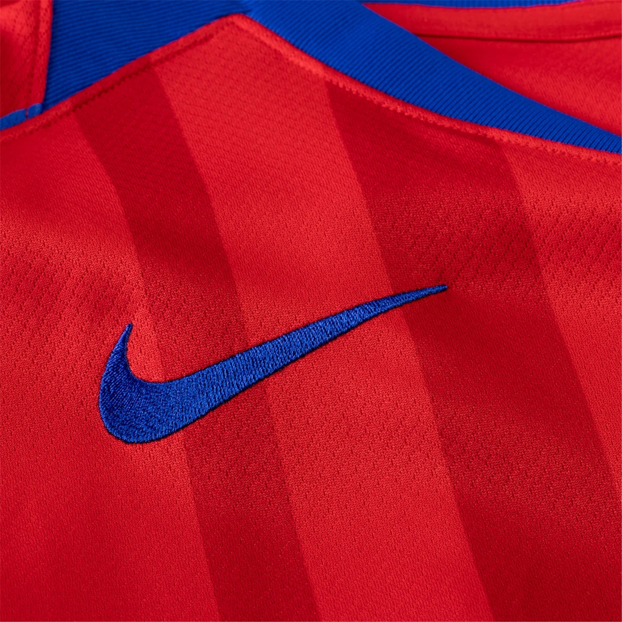 Nike Men's Paris Saint-Germain Désiré Doué T90 Third Jersey w/ Champions League Patches 25/26 (Sport Red/Hyper Royal)