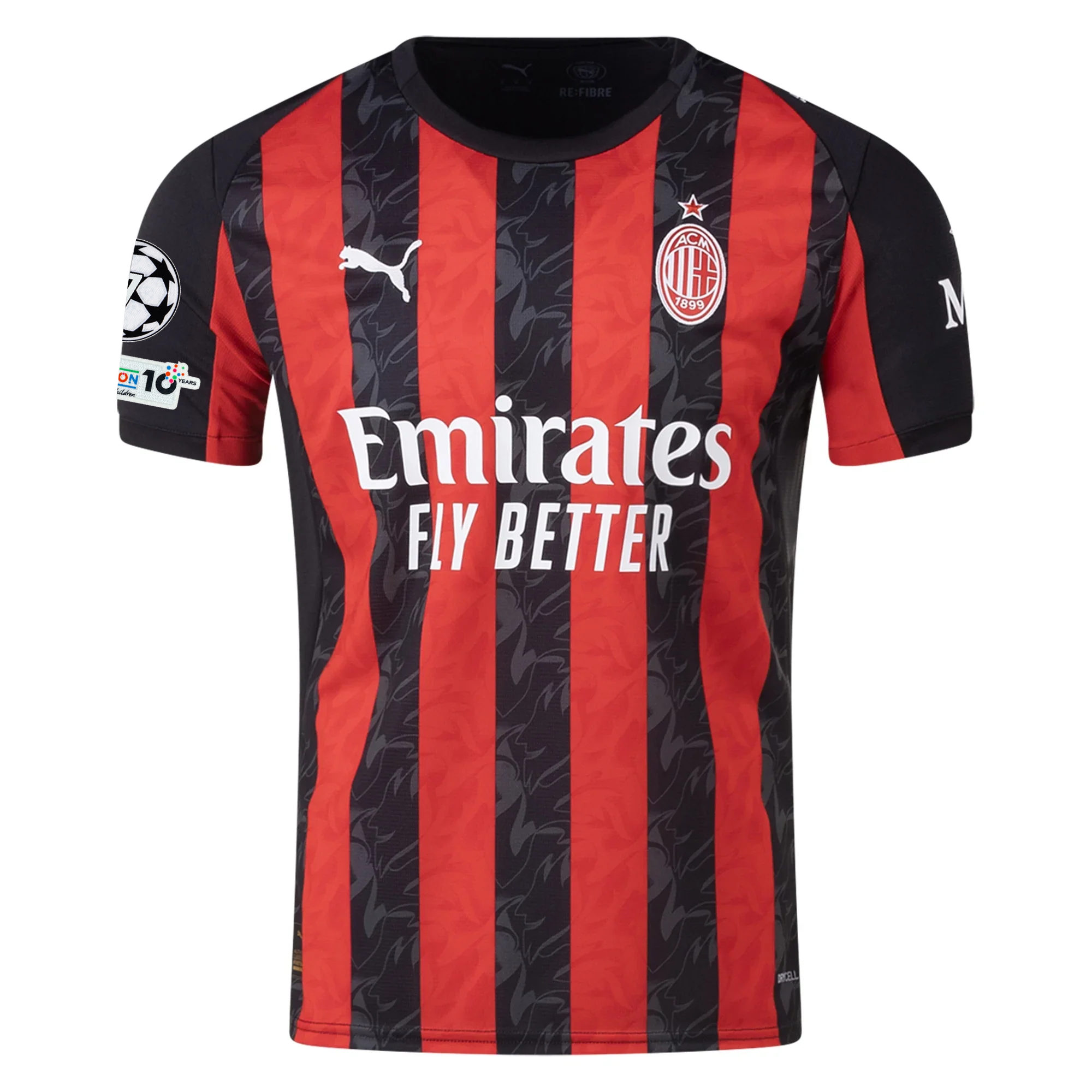 Puma Musah Men's AC Milan Home Jersey w/ Champions League Patches 25/26 (Red/Black)