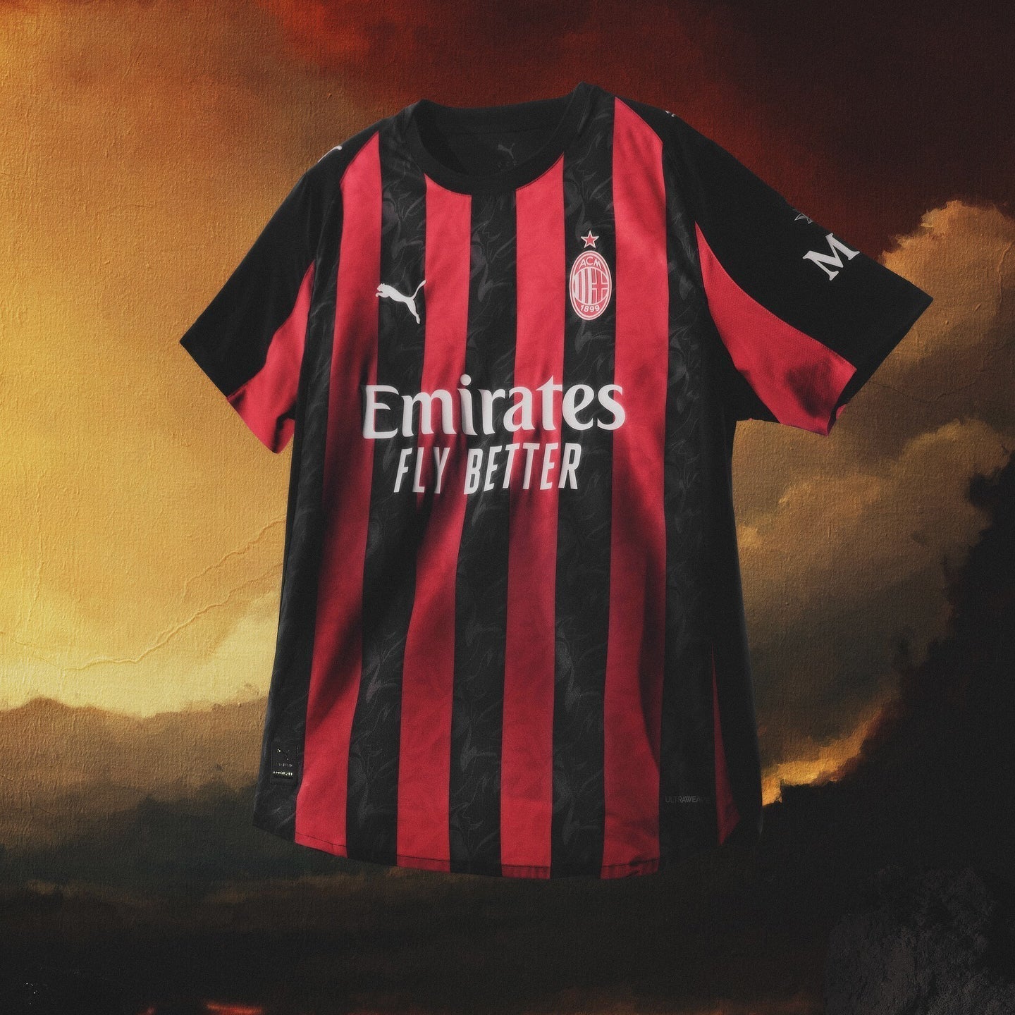 Puma Gabbia Men's AC Milan Authentic Home Jersey 25/26 w/ Seria A Patch (Red/Black)