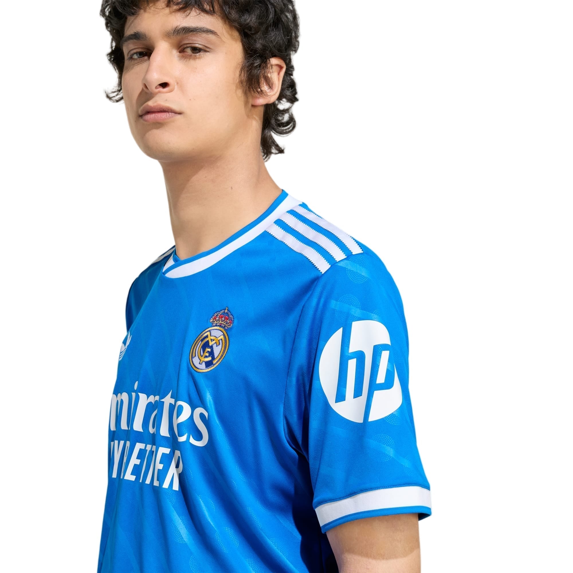 adidas Alaba Men's Real Madrid Third Jersey 25/26 w/ Champions League Patches (Blue/White)