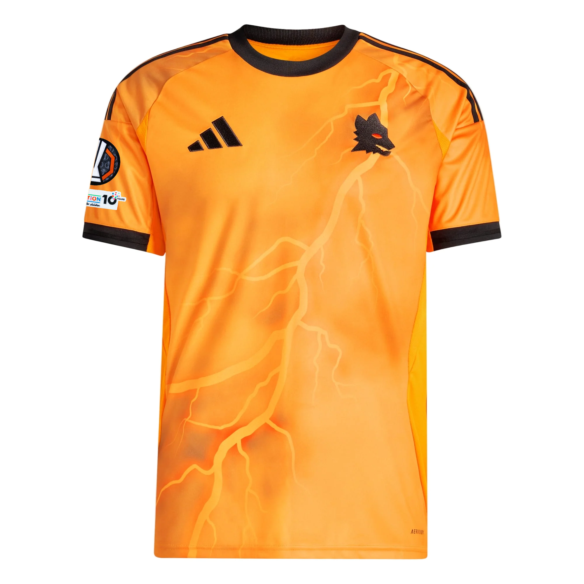 adidas Roma Evan Ndicka Away Jersey w/ Europa League Patches 25/26 (Orange/Black)