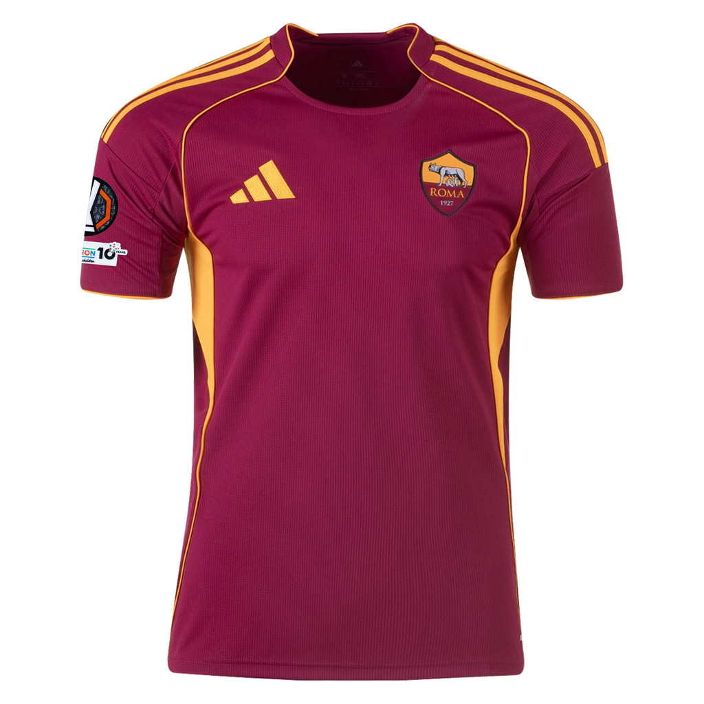 adidas Men's Roma Matías Soulé Home Jersey w/ Europa League Patches 25/26 (Burgundy)