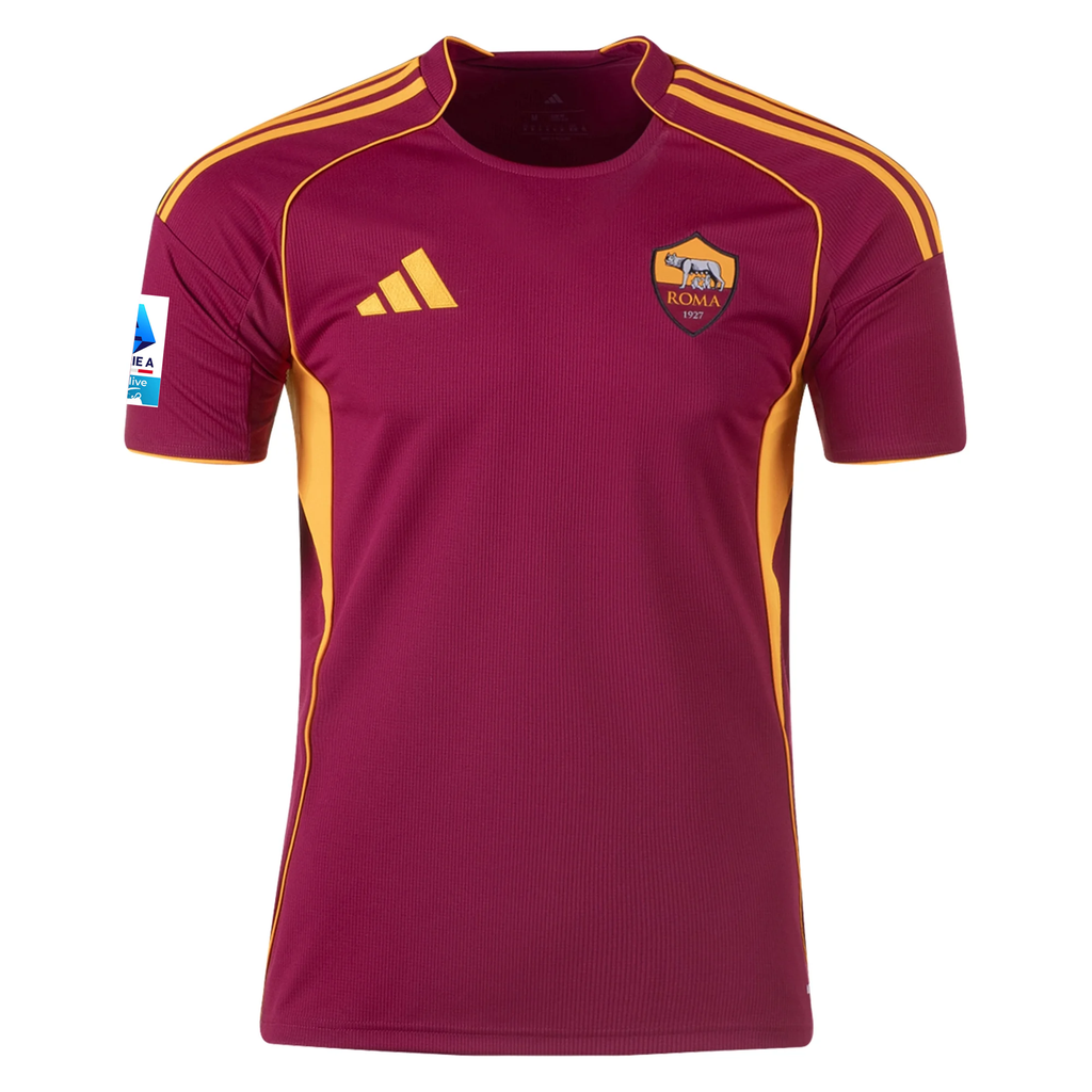 adidas Men's Roma Manu Kone Home Jersey w/ Serie A Patch 25/26 (Burgundy)